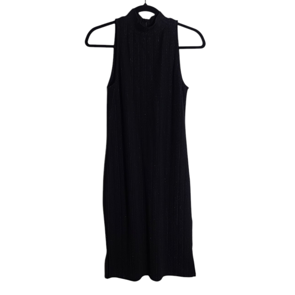 MICHAEL KORS Mock Neck Black Metallic Knit Size Small